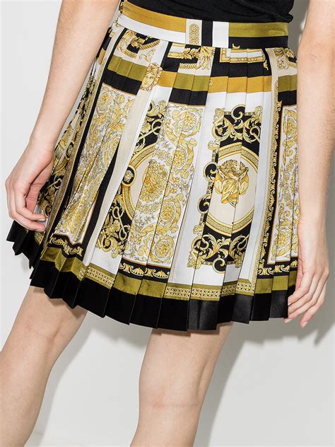 versace signature print skirt|Versace pleated mini skirt.